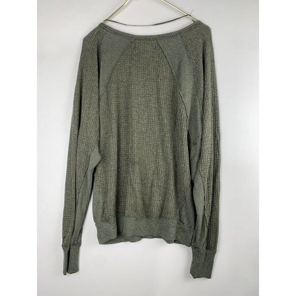 Free People We the Free Santa Clara Waffle Knit Thermal Shirt Size Medium Green - Picture 5 of 5